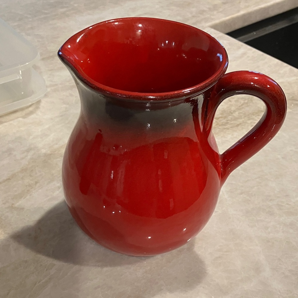 Red and Black Ceramic Pitcher